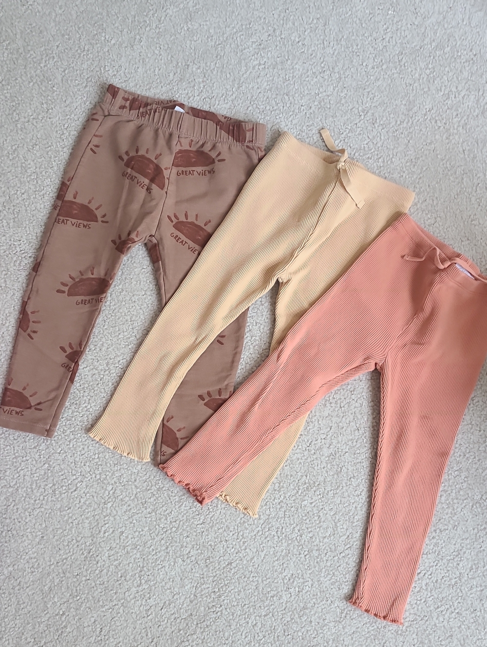 Zara 2-3T Ribbed Leggings/Pant Bundle - Pink, Cream & Brown